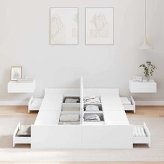 Storage Bed Frame 120 x 200 cm Engineered Wood White
