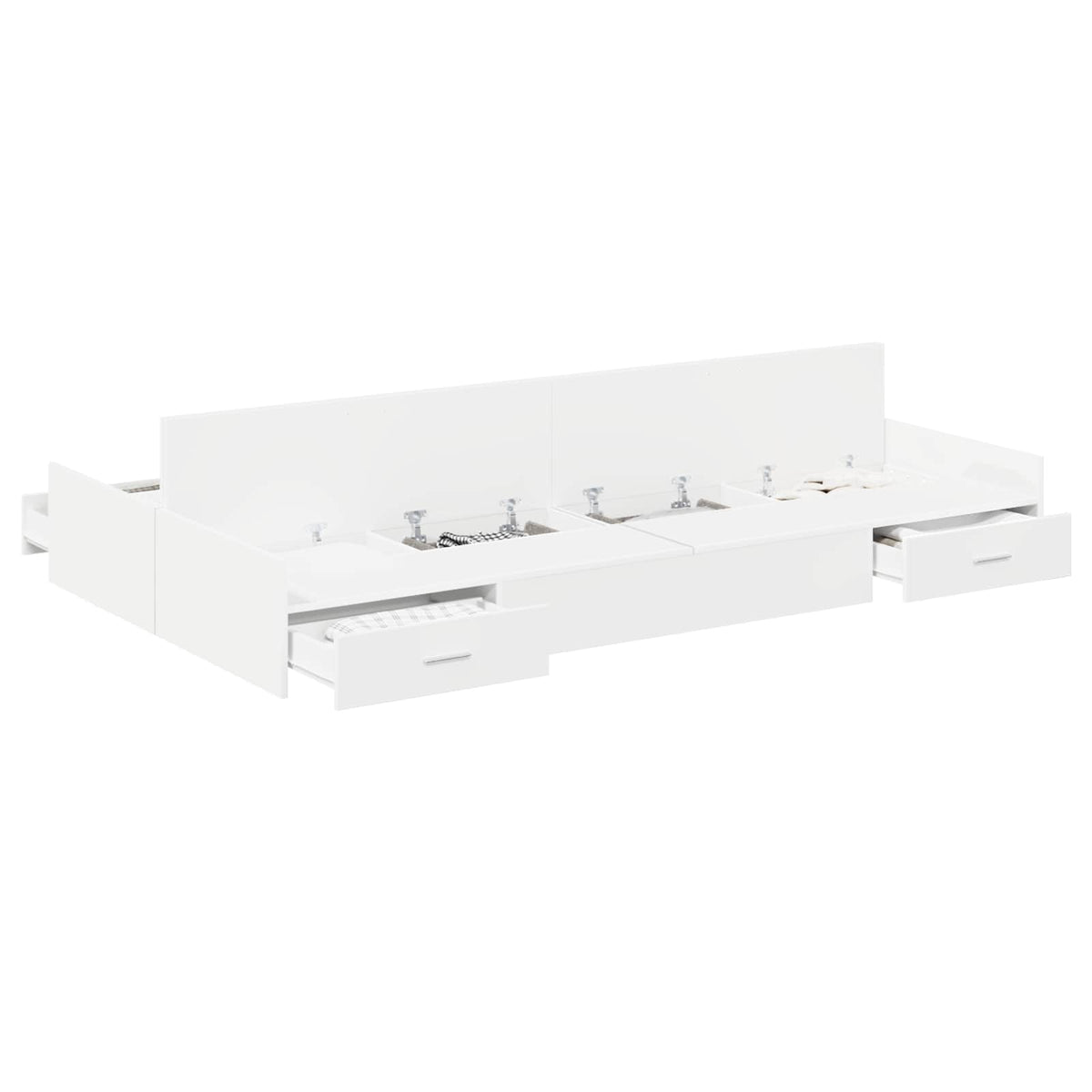 Storage Bed Frame 120 x 200 cm Engineered Wood White