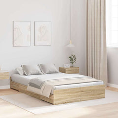 Storage Bed Frame 120 x 200 cm Engineered Wood Sonoma oak