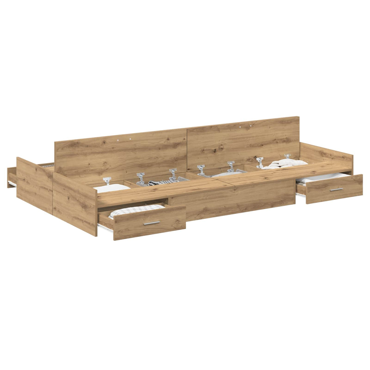 Storage Bed Frame 120 x 200 cm Engineered Wood Artisan oak