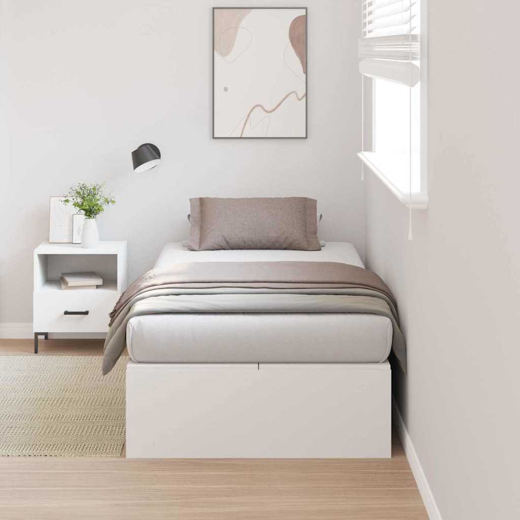 Storage Bed Frame with Door Engineered Wood Length 200 cm White 80 cm
