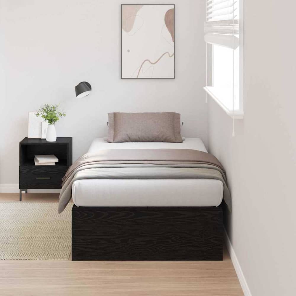 Storage Bed Frame Engineered Wood Black Oak