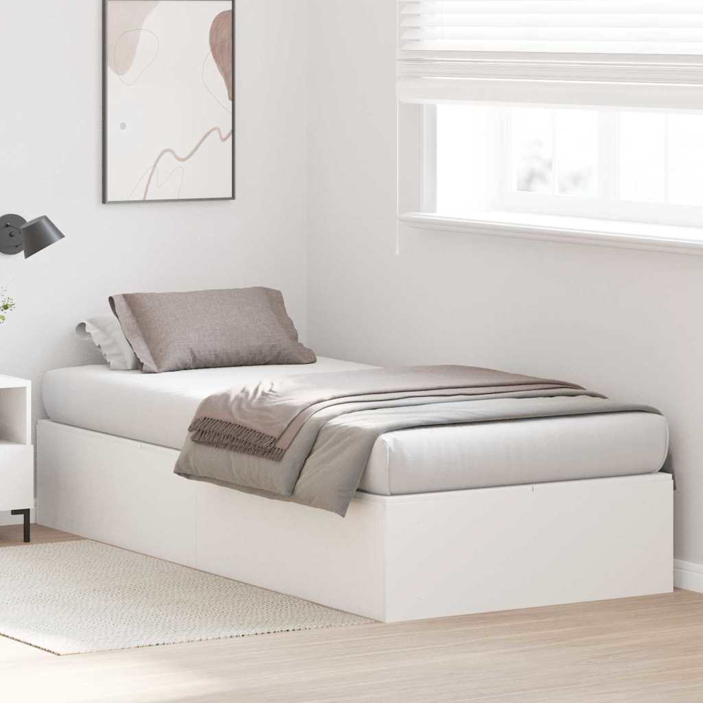 Storage Bed Frame with Door Engineered Wood Length 200 cm White 100 cm