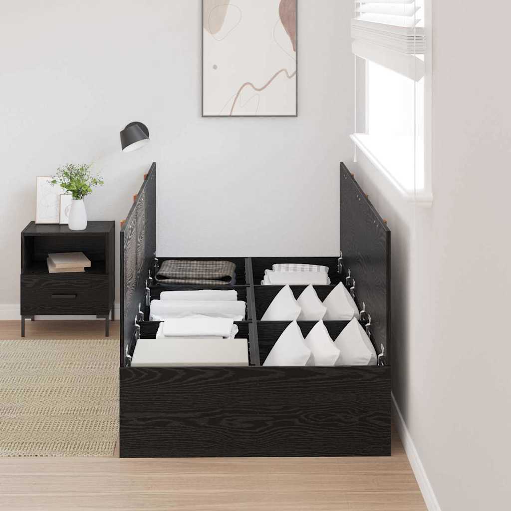 Storage Bed Frame Engineered Wood Length 200 cm Black Oak 100 cm