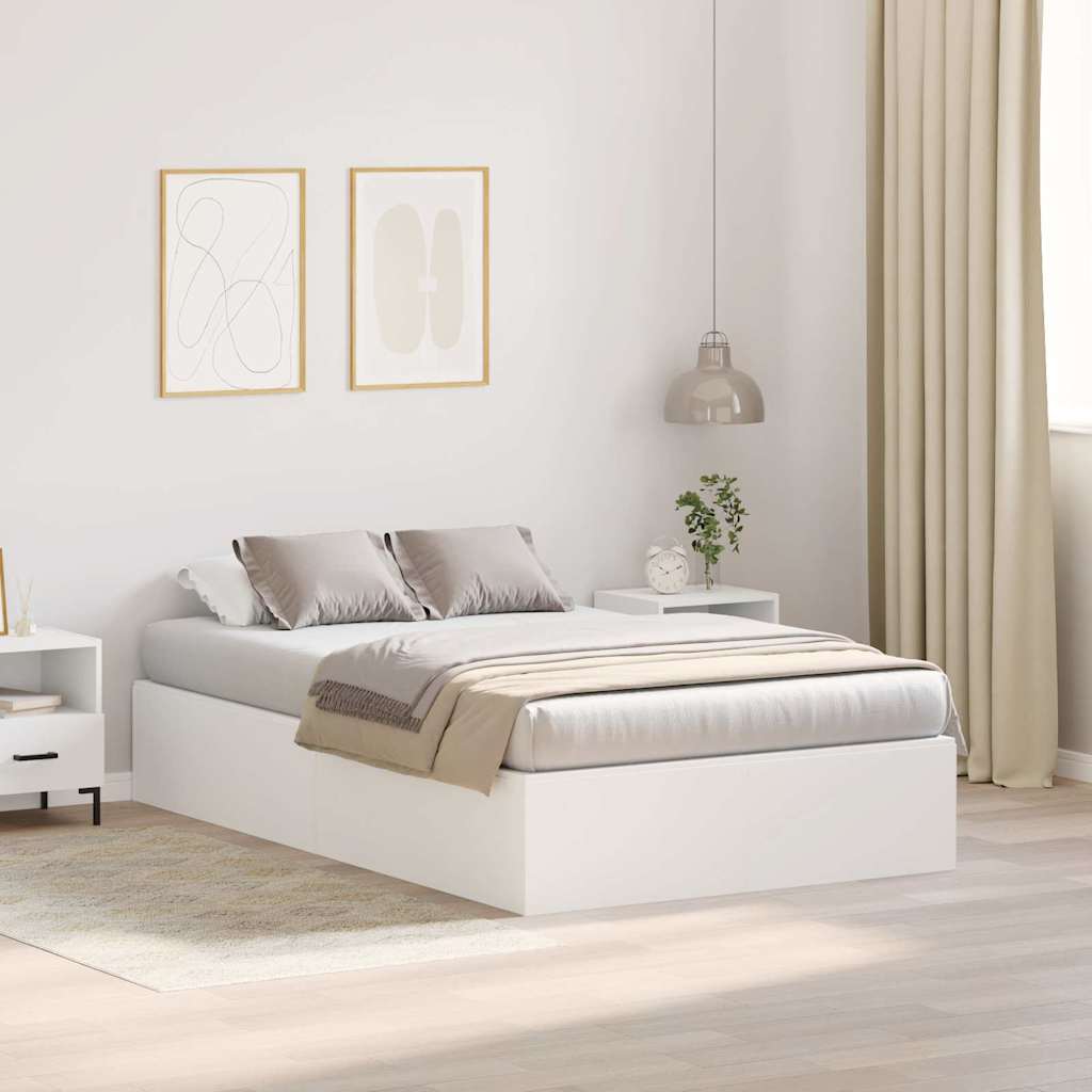 Storage Bed Frame with Door Engineered Wood Length 200 cm White 120 cm
