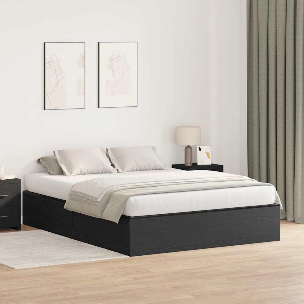 Storage Bed Frame Engineered Wood Black Oak