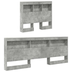 Storage Headboard Engineered Wood Length 200 cm Concrete Grey 90 cm