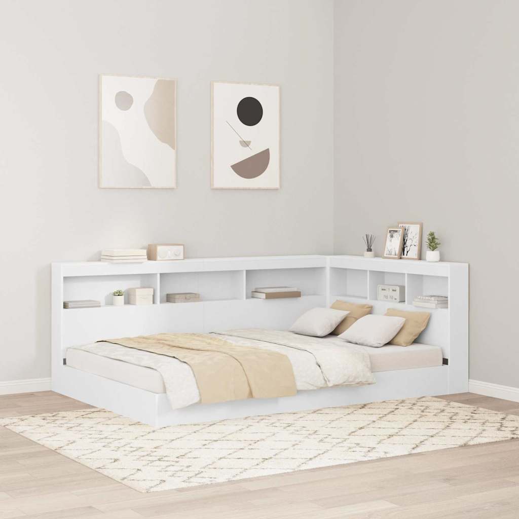 Storage Headboard Engineered Wood Length 200 cm White 120 cm