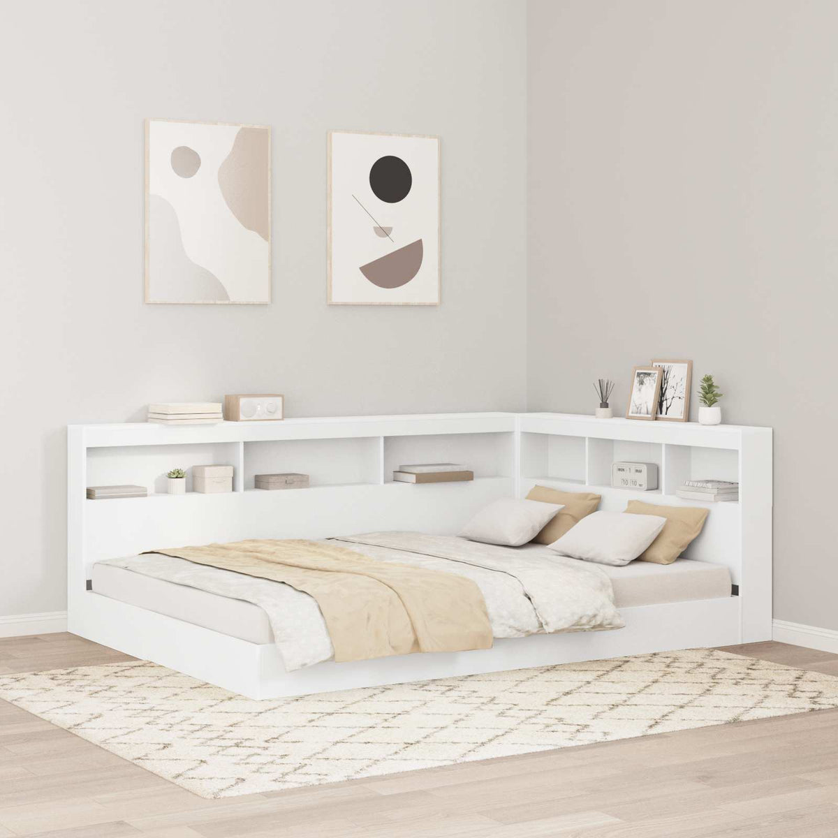 Storage Headboard Engineered Wood Length 200 cm White 140 cm
