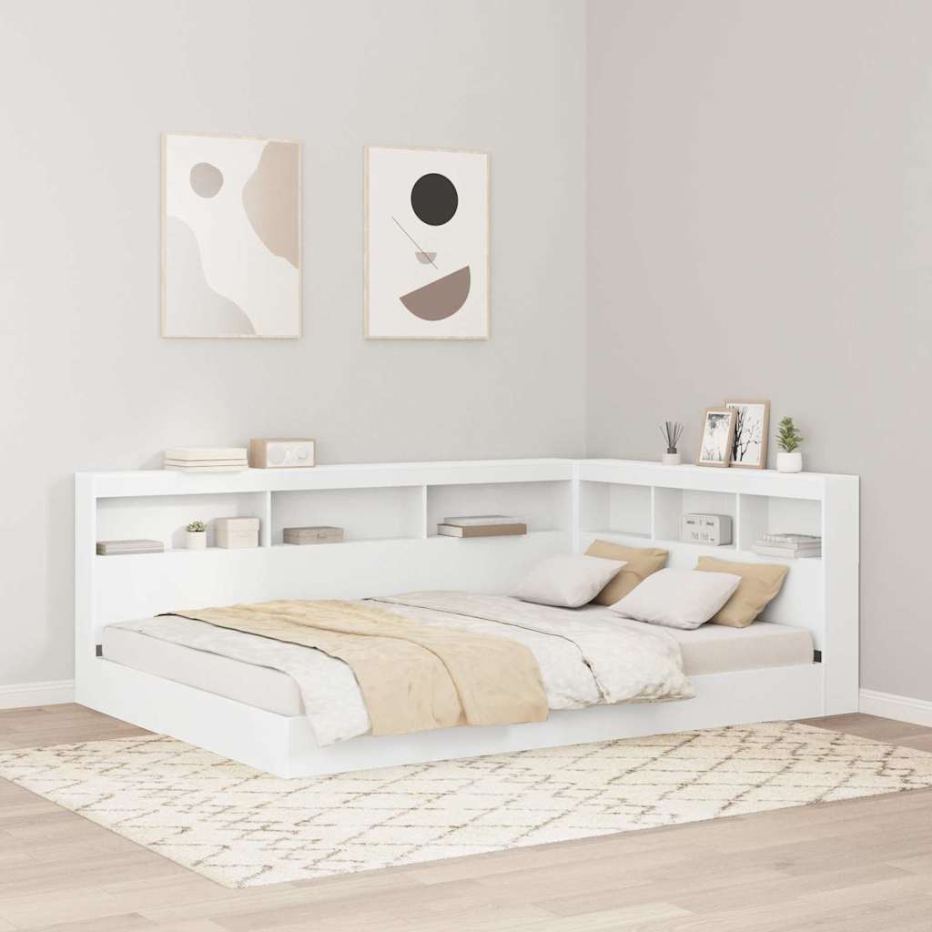 Storage Headboard Engineered Wood Length 200 cm White 150 cm