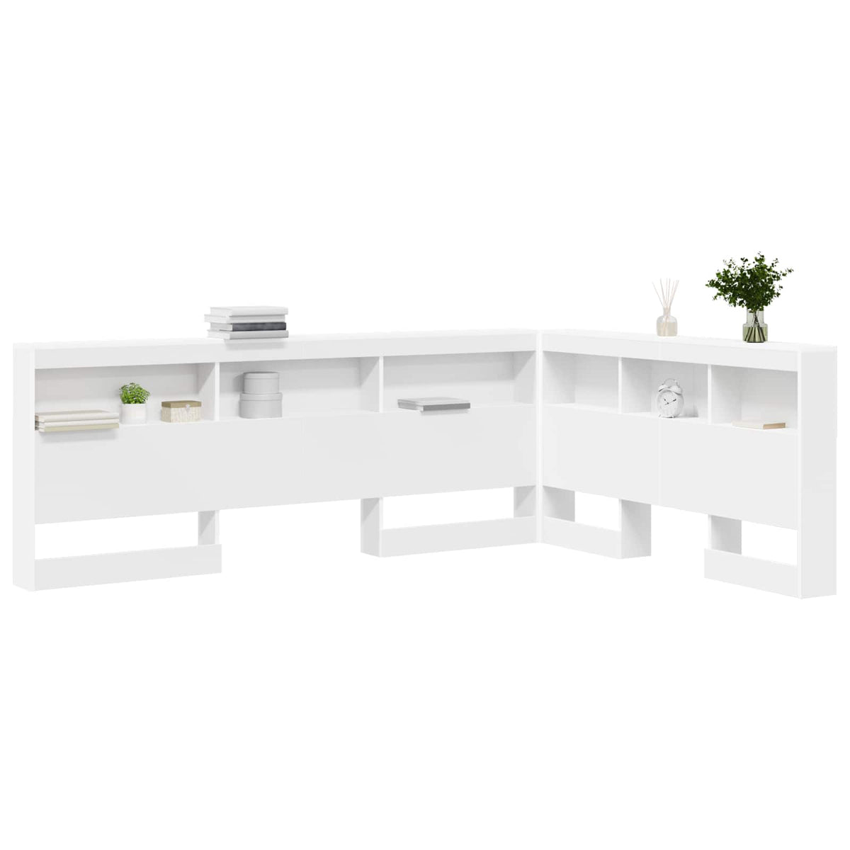 Storage Headboard Engineered Wood Length 200 cm White 160 cm