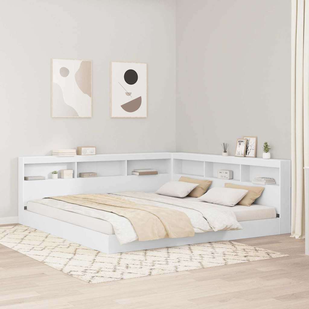 Storage Headboard Engineered Wood Length 200 cm White 180 cm