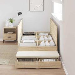 Storage Bed Frame with Drawer 80 cm Engineered Wood Length 200 cm Sonoma Oak 100 cm