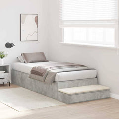 Storage Bed Frame 100 cm Engineered Wood Length 200 cm Concrete Grey 100 cm