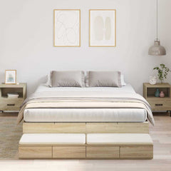 Storage Bed Frame with Drawer 80 cm Engineered Wood Length 200 cm Sonoma Oak 150 cm