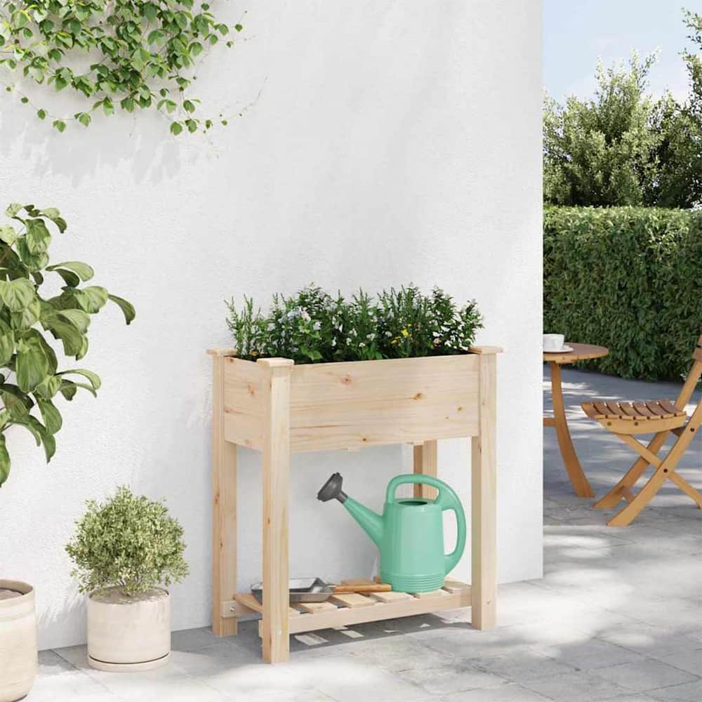Garden Planter Beige Solid Fir Wood 71 cm 37 cm