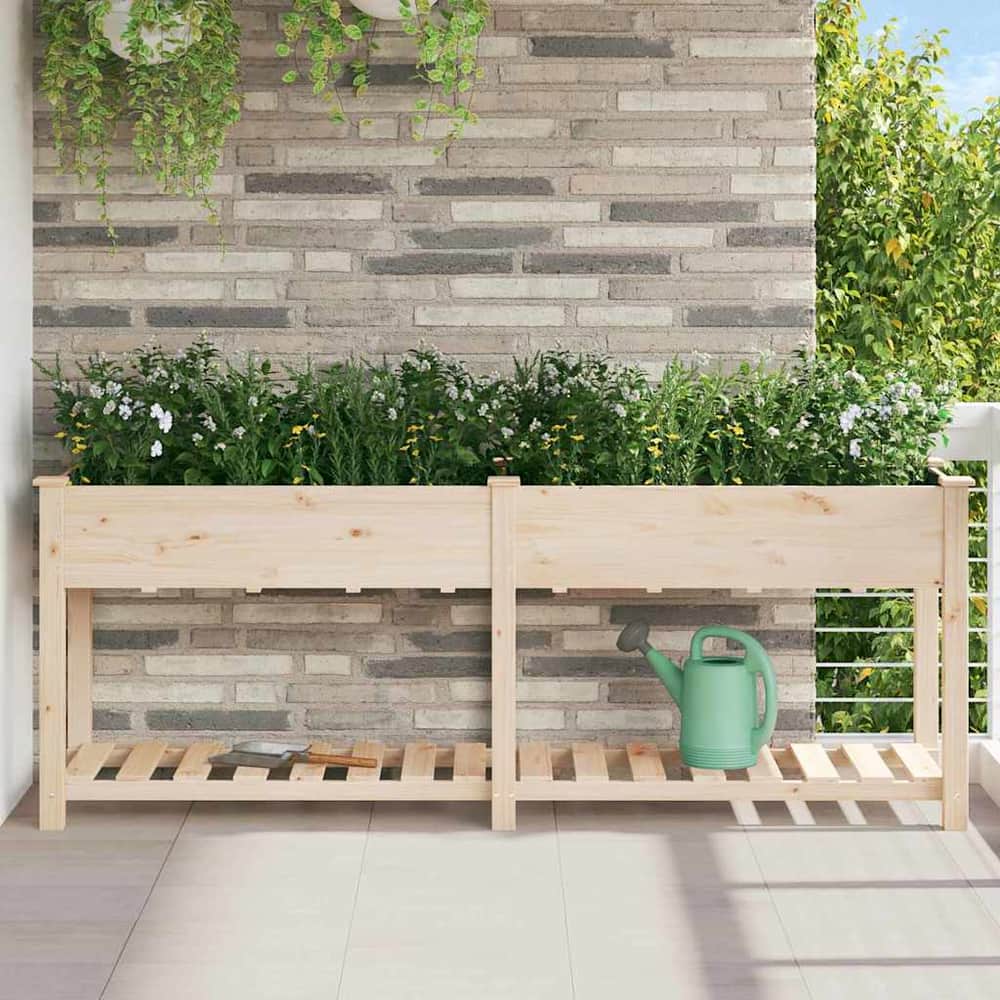 Garden Planter Beige Solid Fir Wood 203.5 cm 53 cm