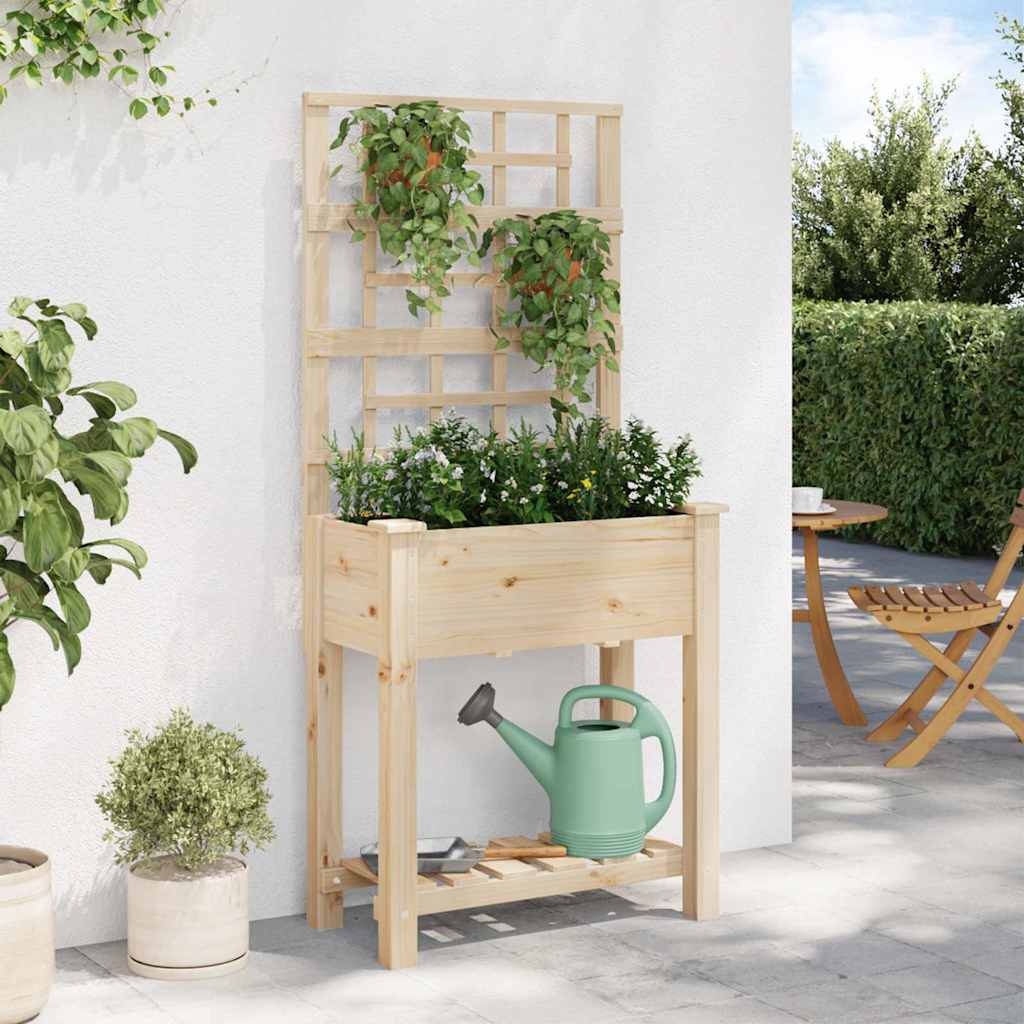 Garden Planter Beige Solid Fir Wood 71 cm 152 cm 38 cm