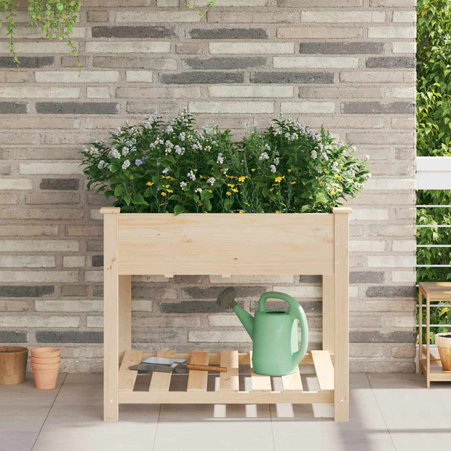vidaXL Garden Planter Beige 90 x 90 x 76.5 cm Solid Fir Wood 1