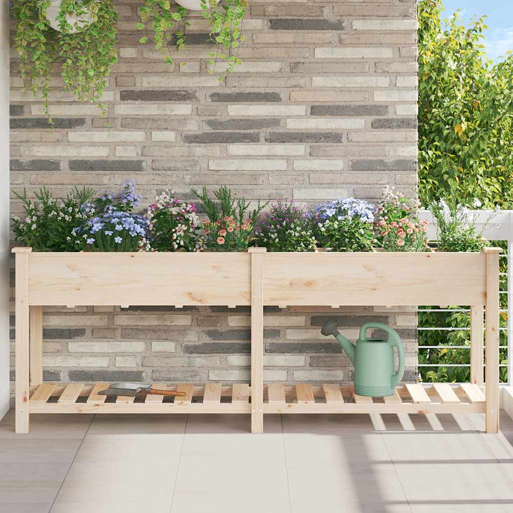 Garden Planter Beige Solid Fir Wood 203.5 cm 53 cm