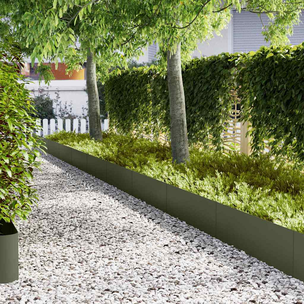 Lawn Edging 100 x 0.05 x 30 cm Cold Rolled Steel 100 x 30 cm 50 pcs Olive green