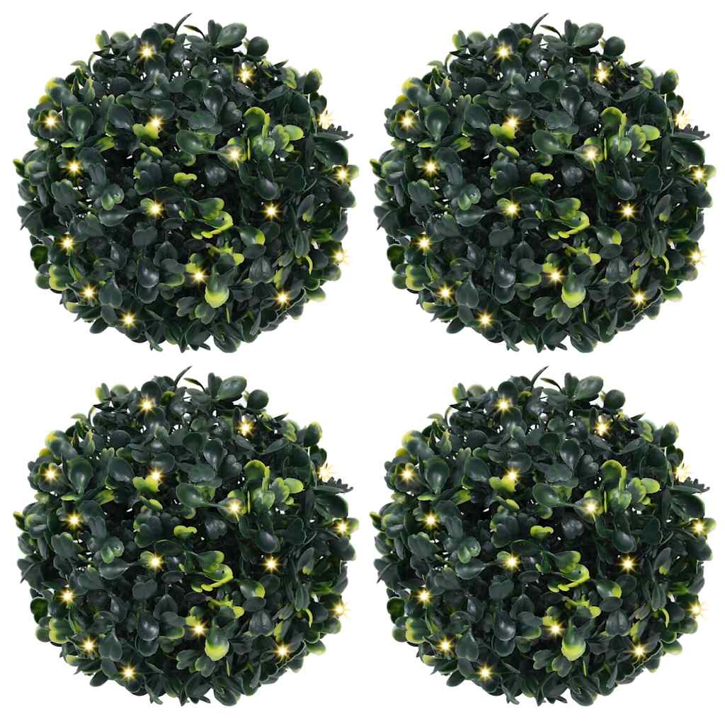 Artificial Boxwood Balls with LED Lights 2 pcs Green 12 cm