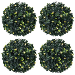 Artificial Boxwood Balls with LED Lights 2 pcs Green 12 cm
