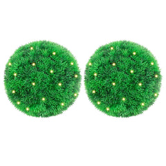 vidaXL Artificial Boxwood Balls with LED Lights 2 pcs Green 22 cm 1