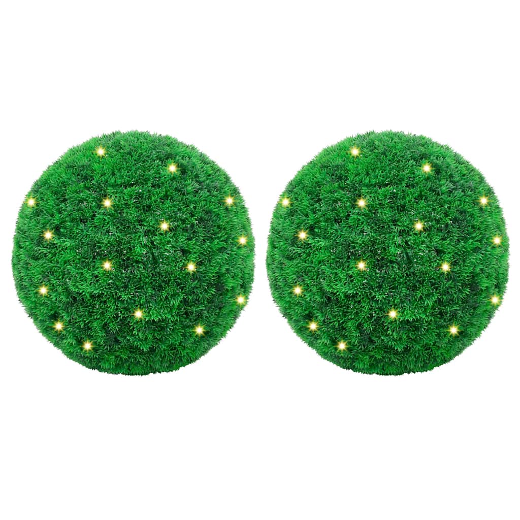 vidaXL Artificial Boxwood Balls with LED Lights 2 pcs Green 27 cm 1