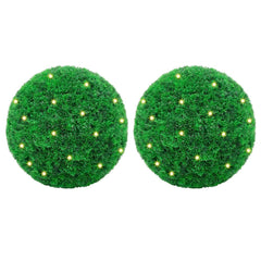 vidaXL Artificial Boxwood Balls with LED Lights 2 pcs Green 27 cm 1
