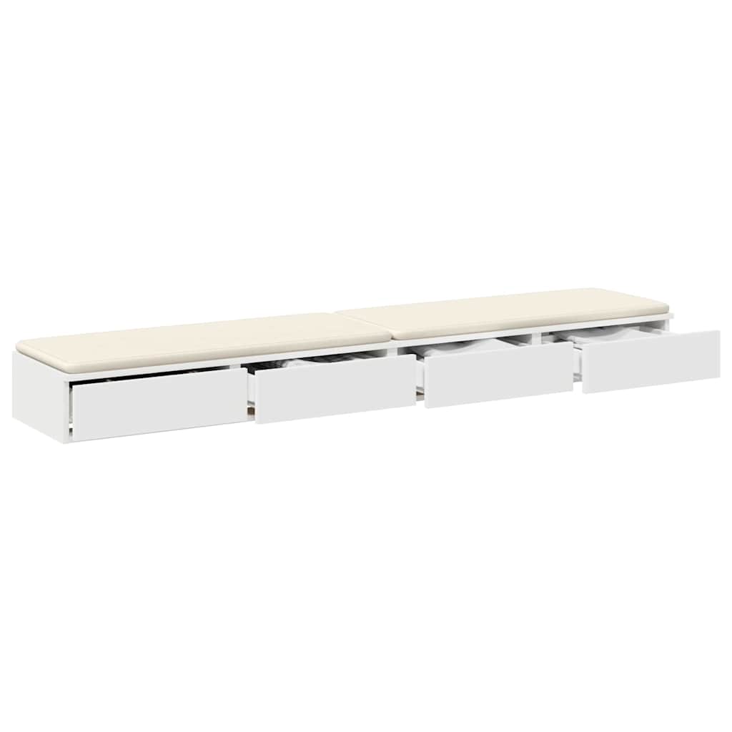 vidaXL Bed Drawers White 200 x 36.5 x 16.5 cm Engineered Wood 3