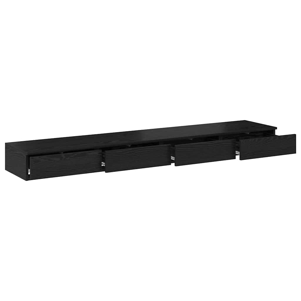 vidaXL Bed Drawers Black Oak 200 x 36.5 x 16.5 cm Engineered Wood 5
