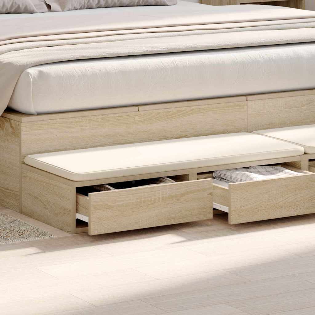 vidaXL Bed Drawers Sonoma Oak 200 x 36.5 x 16.5 cm Engineered Wood 4