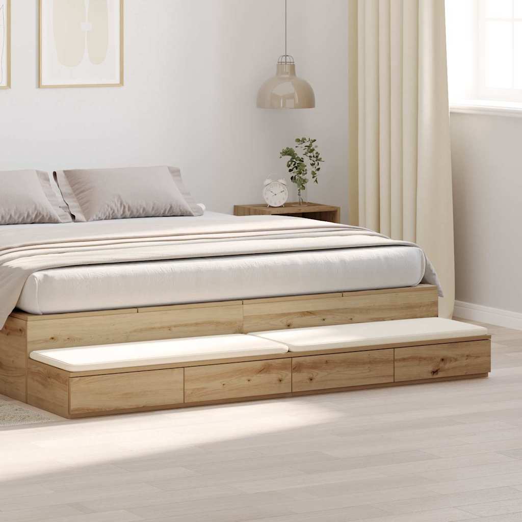 vidaXL Bed Drawers Artisan Oak 200 x 36.5 x 16.5 cm Engineered Wood 1
