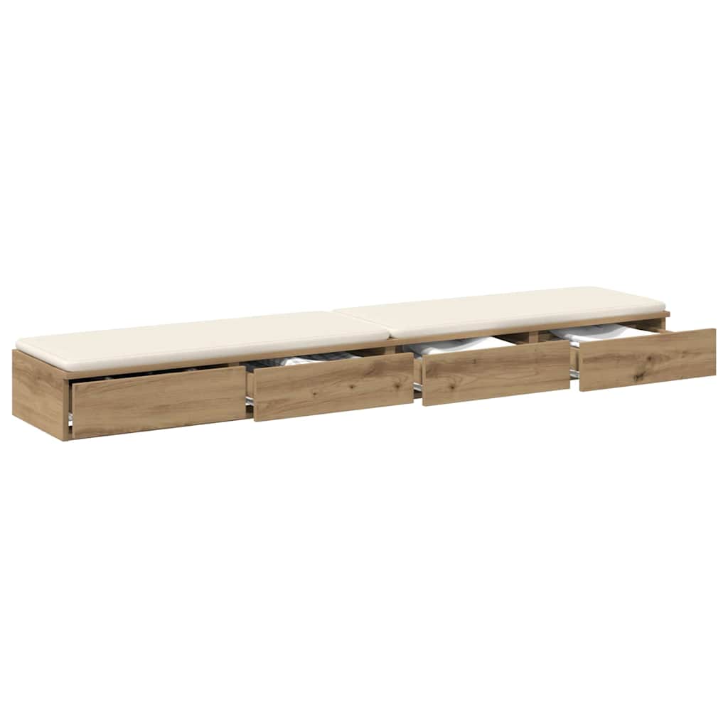 vidaXL Bed Drawers Artisan Oak 200 x 36.5 x 16.5 cm Engineered Wood 3