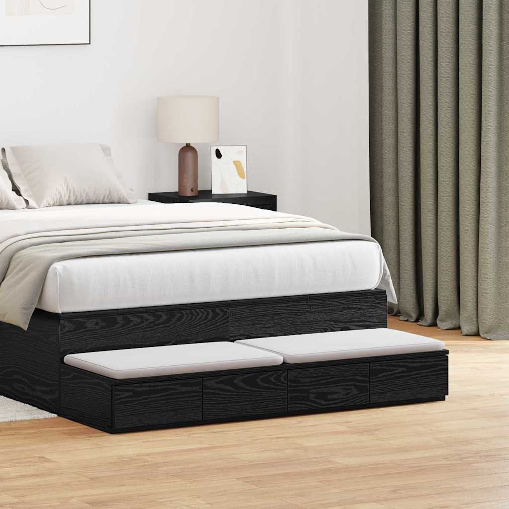 vidaXL Bed Drawers Engineered Wood Black Oak