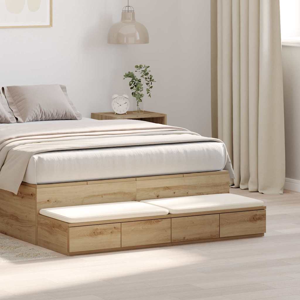 vidaXL Bed Drawers Artisan Oak 120 x 36.5 x 16.5 cm Engineered Wood 1