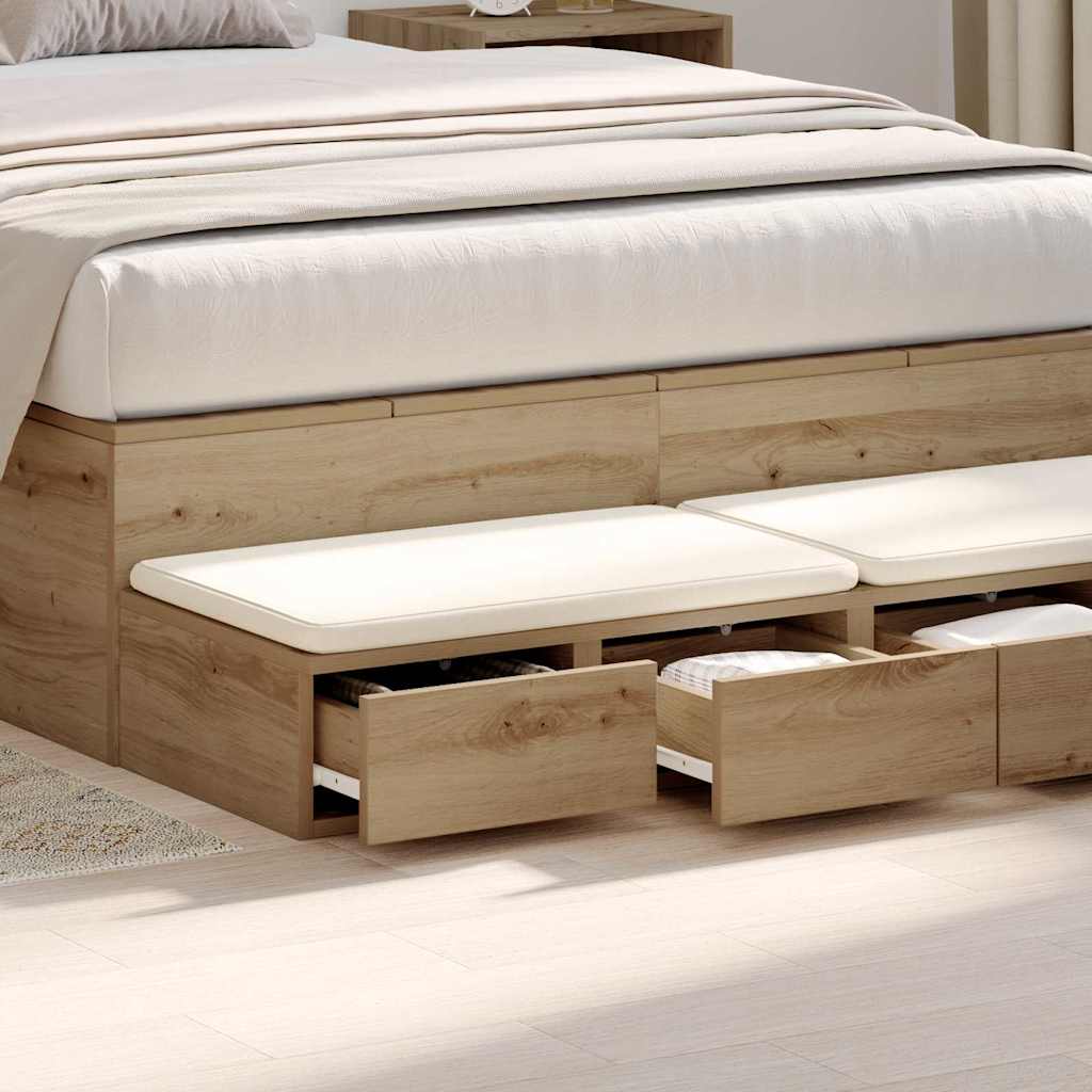 vidaXL Bed Drawers Artisan Oak 120 x 36.5 x 16.5 cm Engineered Wood 4