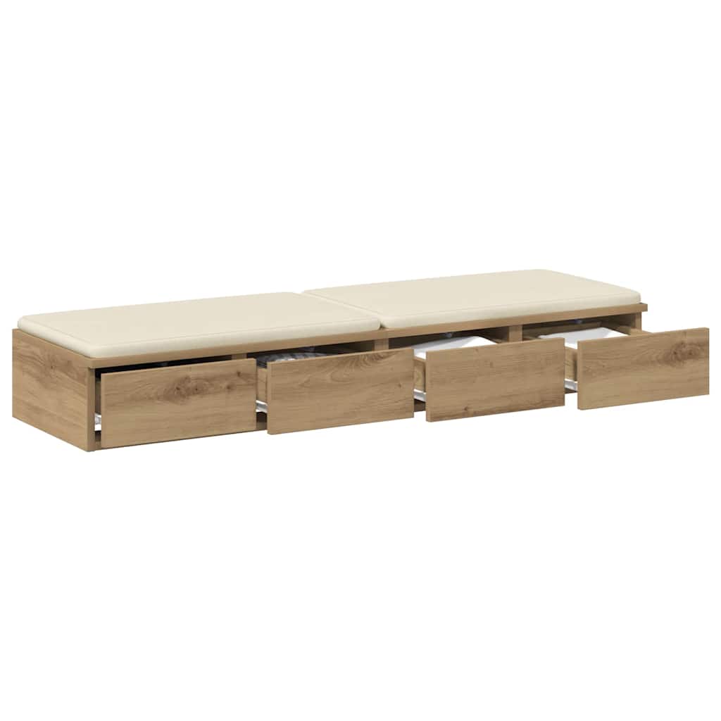 vidaXL Bed Drawers Artisan Oak 120 x 36.5 x 16.5 cm Engineered Wood 3