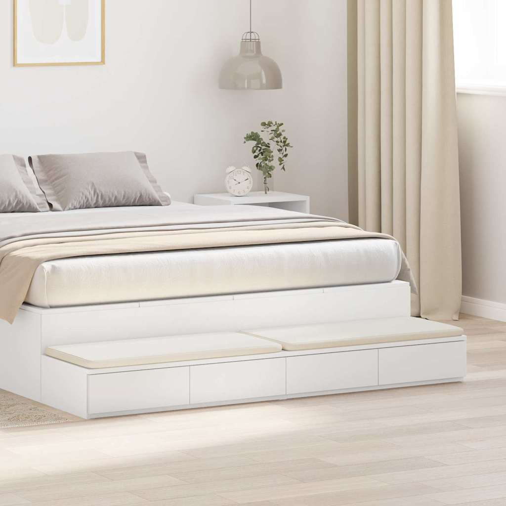 vidaXL Bed Drawers White 140 x 36.5 x 16.5 cm Engineered Wood 1
