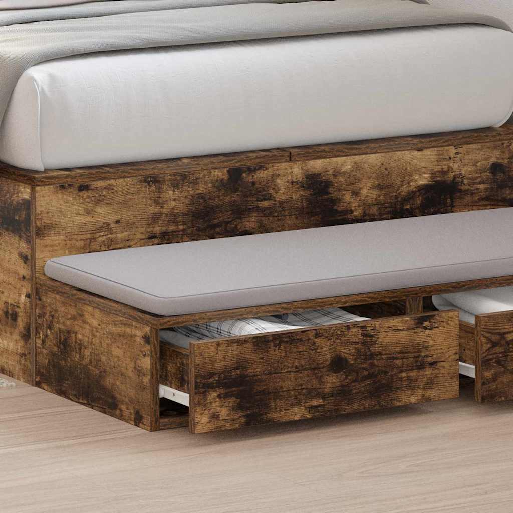 vidaXL Bed Drawers Smoked Oak 75 x 36.5 x 16.5 cm Engineered Wood 4