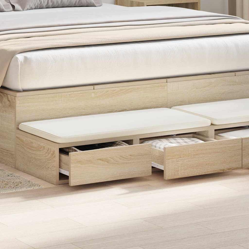 vidaXL Bed Drawers Sonoma Oak 160 x 36.5 x 16.5 cm Engineered Wood 4