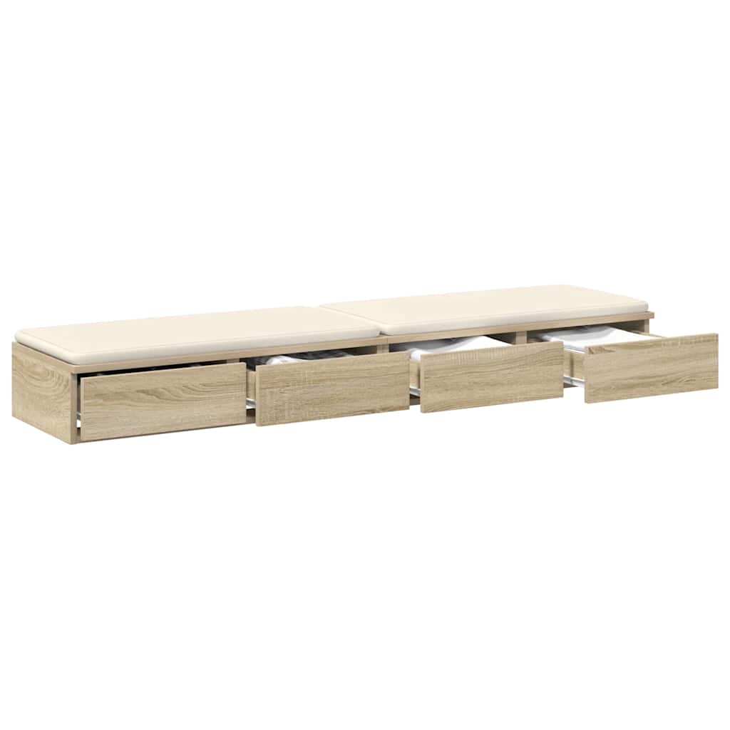 vidaXL Bed Drawers Sonoma Oak 160 x 36.5 x 16.5 cm Engineered Wood 3