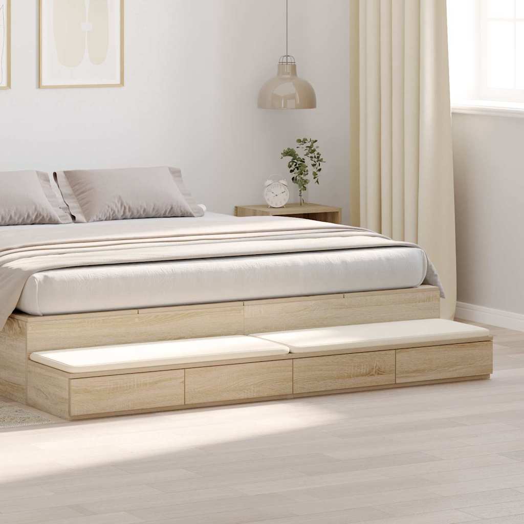 vidaXL Bed Drawers Sonoma Oak 180 x 36.5 x 16.5 cm Engineered Wood 1