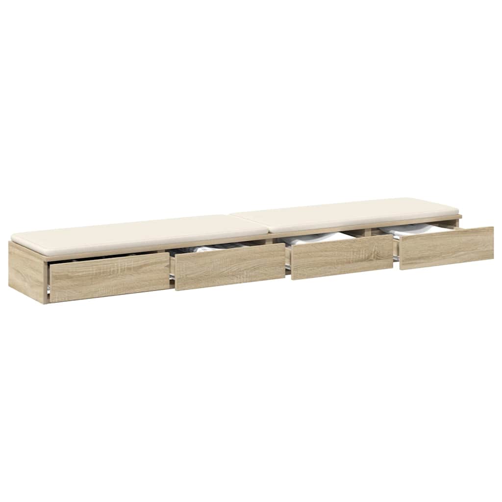 vidaXL Bed Drawers Sonoma Oak 180 x 36.5 x 16.5 cm Engineered Wood 3