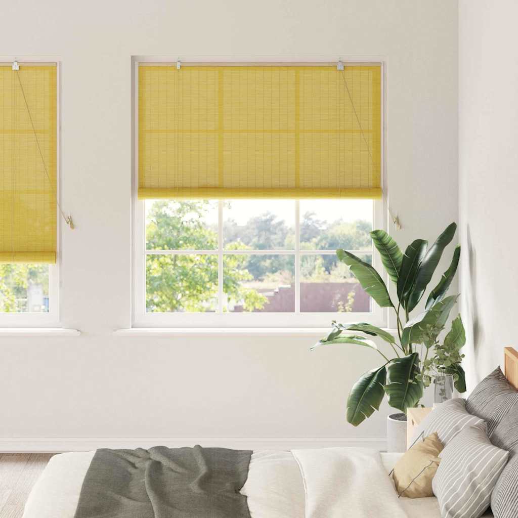 vidaXL Roller Blind Yellow 140 x 220 cm Bamboo 1