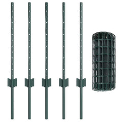 vidaXL Euro Fence with Post 10 x 0.6 m PVC-Coated Steel Green Mesh 5