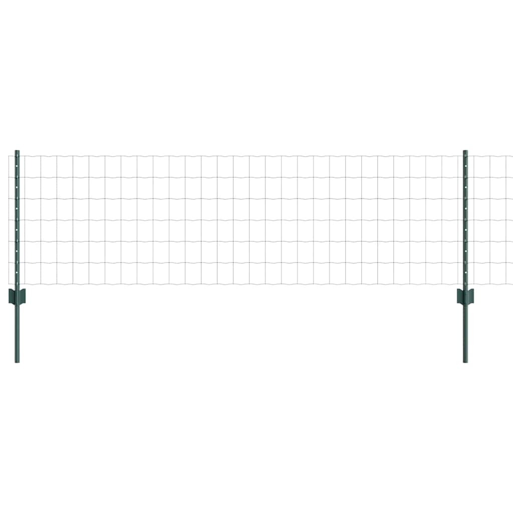 vidaXL Euro Fence with Post 10 x 0.6 m PVC-Coated Steel Green Mesh 6