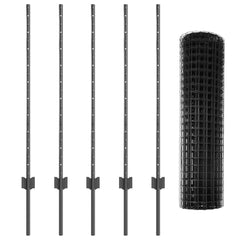 vidaXL Euro Fence with Post 10 x 1 m PVC-Coated Steel Grey Mesh 5