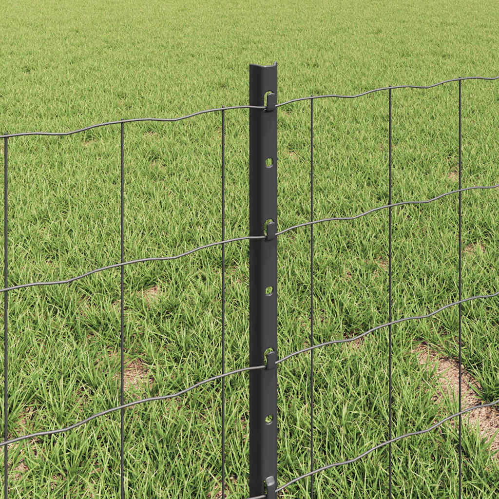 vidaXL Euro Fence with Post 10 x 0.4 m PVC-Coated Steel Grey Mesh 4